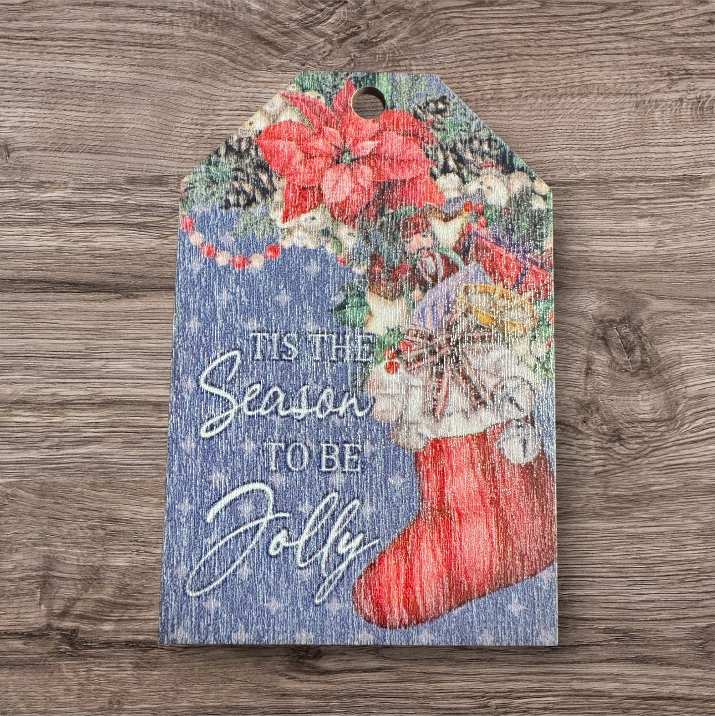 Assorted Old Fashioned Christmas Images On Wood Ornaments With String Group 2