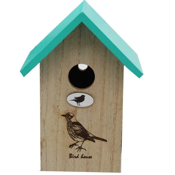 Green Bird House Feeder with Side Door Latch