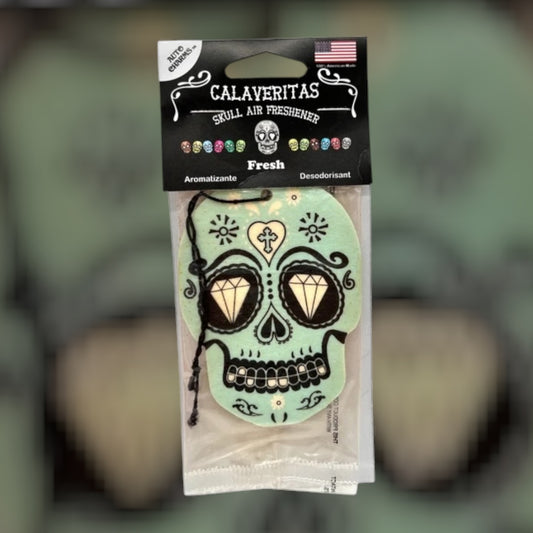 Calaveritas Sugar Skull Air Freshener in Fresh Deodorant Scent Two Colors