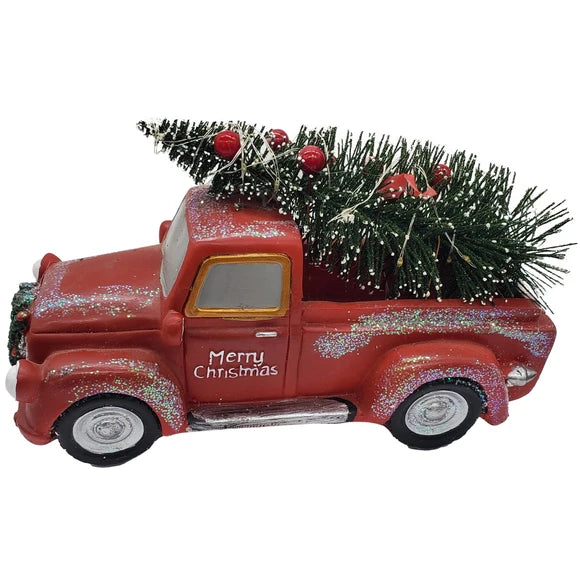 Touch of Nature 7” LED Red Truck with Christmas Tree