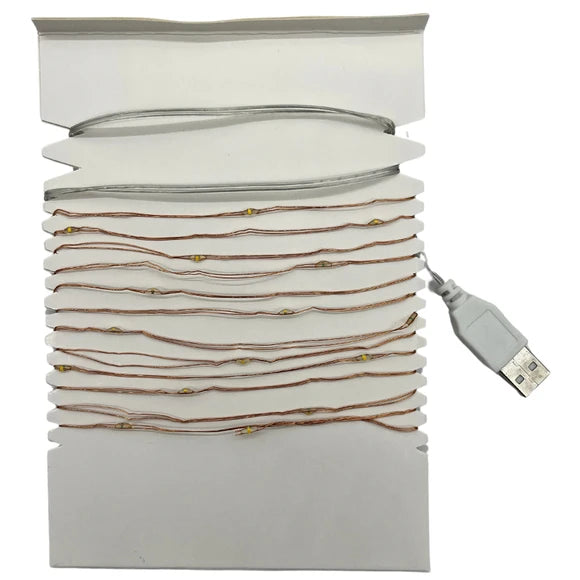 10 Foot USB Powered LED String Light on Copper Wire Clip Strip