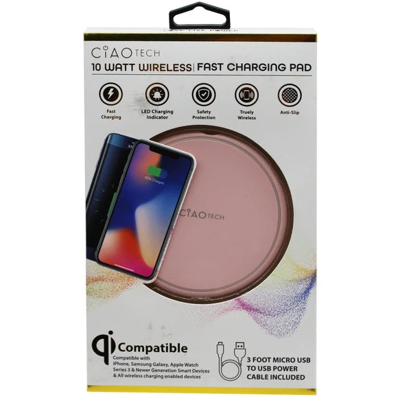 Ciao Tech 10 Watt Wireless Charging Pad in Light Pink