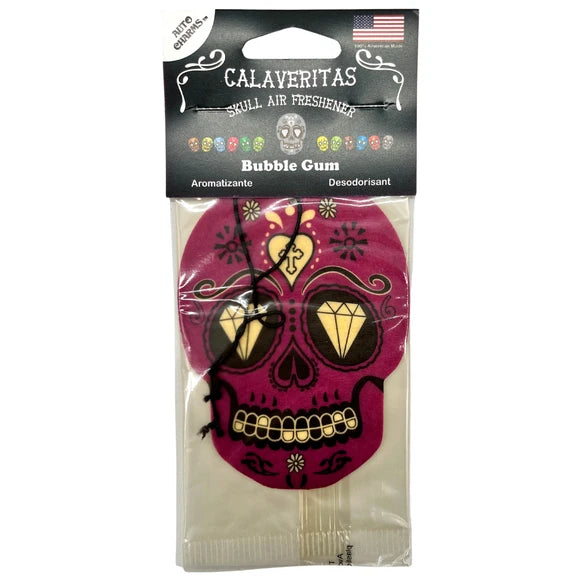 Calaveritas Sugar Skull Air Freshener in Bubble Gum Scent 3-Pack