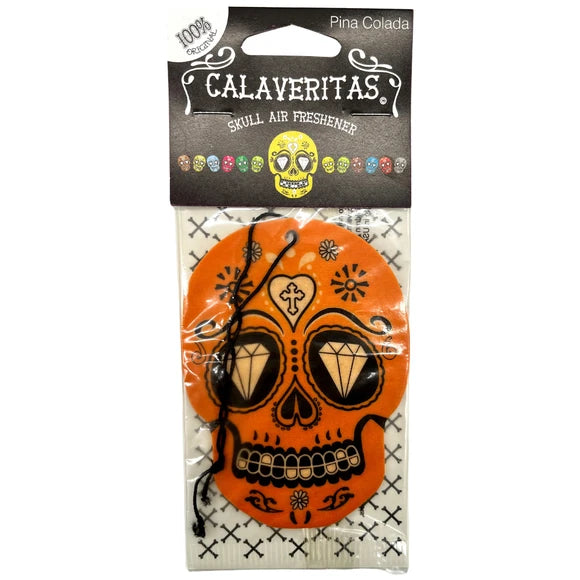 Calaveritas Sugar Skull Air Freshener in Pina Colada Scent