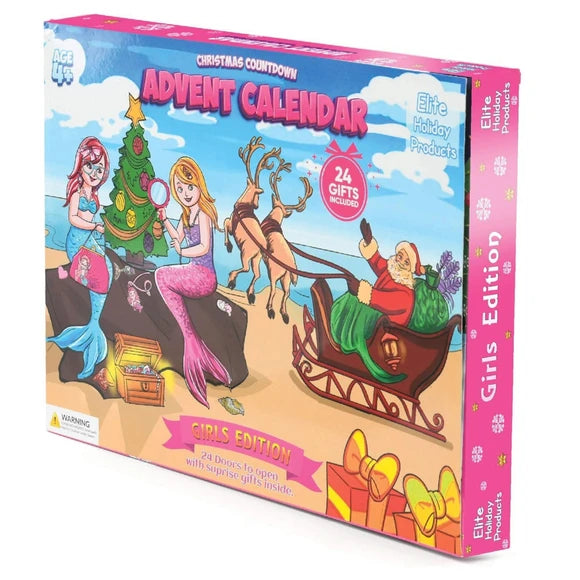 Holiday Advent Calendar with Assorted Fun Girls Themed Surprise Gifts
