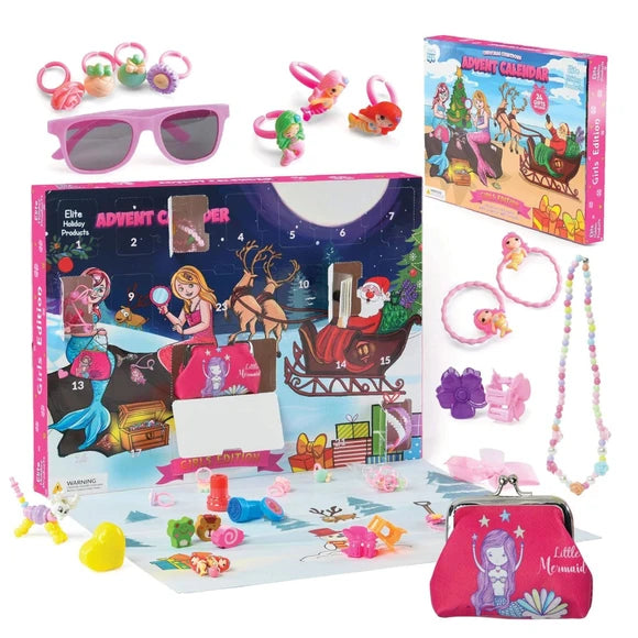 Holiday Advent Calendar with Assorted Fun Girls Themed Surprise Gifts