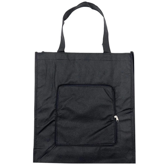 15" X 13 1/4" Black Canvas Folding Tote/ Grocery Bag