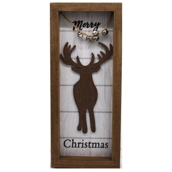 Merry Christmas Reindeer Shadow Box Wall Decor