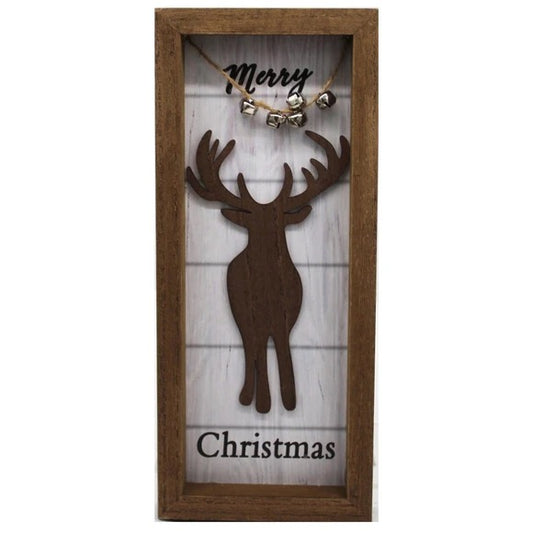 Merry Christmas Reindeer Shadow Box Wall Decor