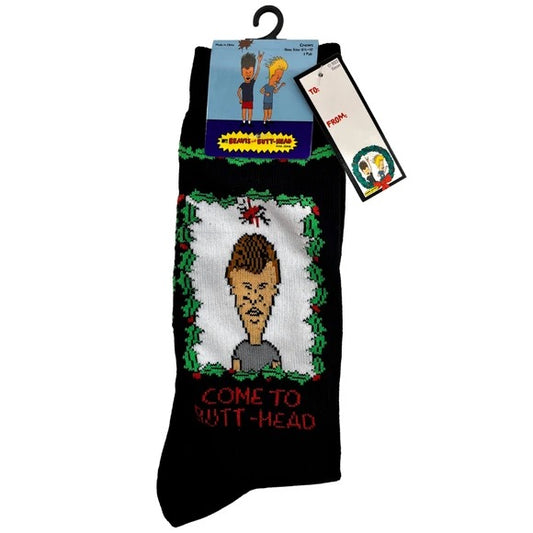 1 Pack Bevis & Butt-Head Christmas Mens Crew Socks Size 10-13