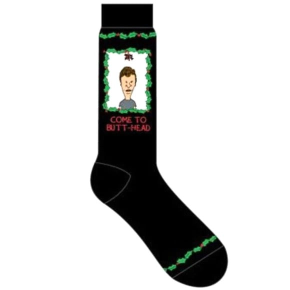 1 Pack Bevis & Butt-Head Christmas Mens Crew Socks Size 10-13