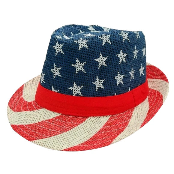 Patriotic Burlap Fedora Hat