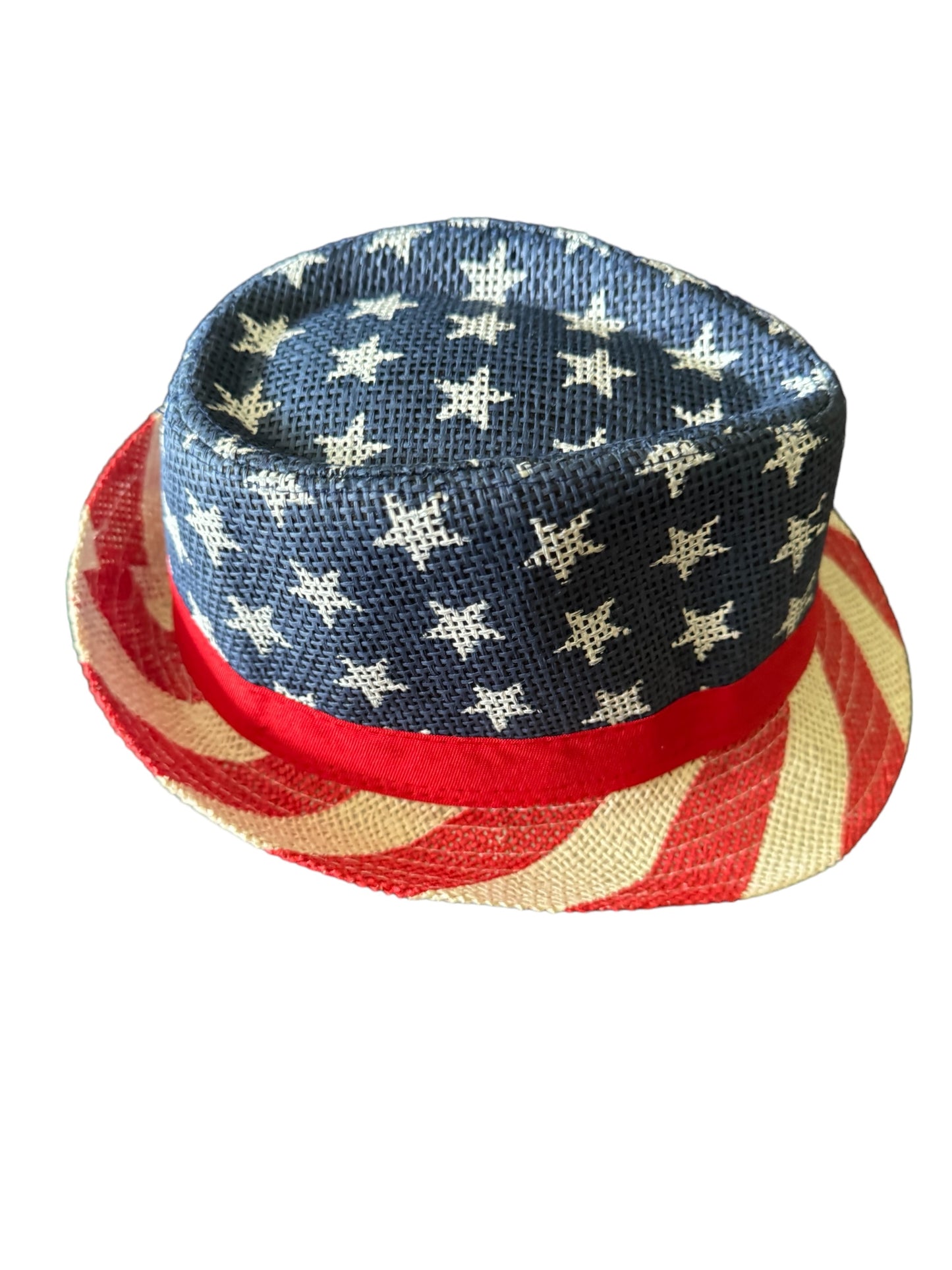 Stars And Stripes Patriotic Burlap Fedora Hat