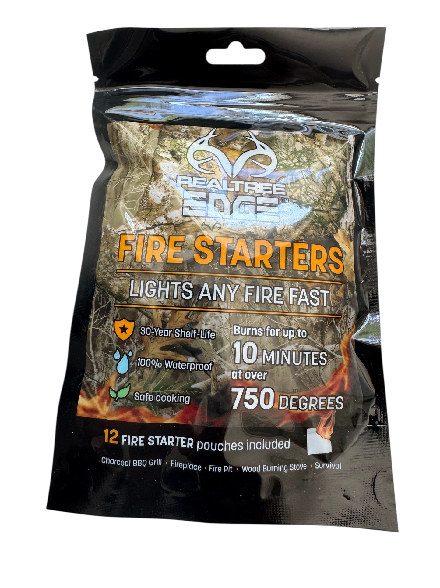 Realtree Weatherproof And Waterproof Fire Starter Pouch 12-Pack