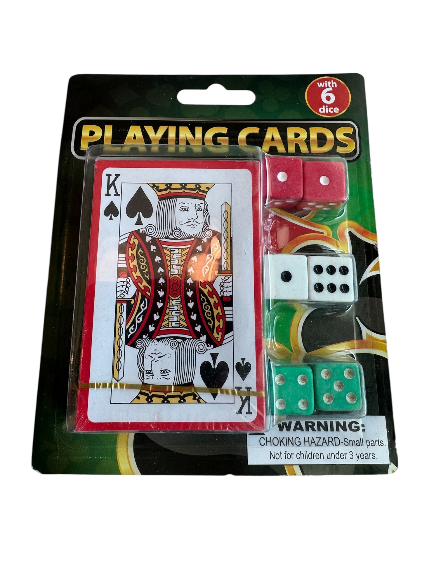 Casino Style Playing Cards With 6 Dice Clip Strip