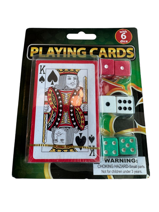 Casino Style Playing Cards With 6 Dice Clip Strip