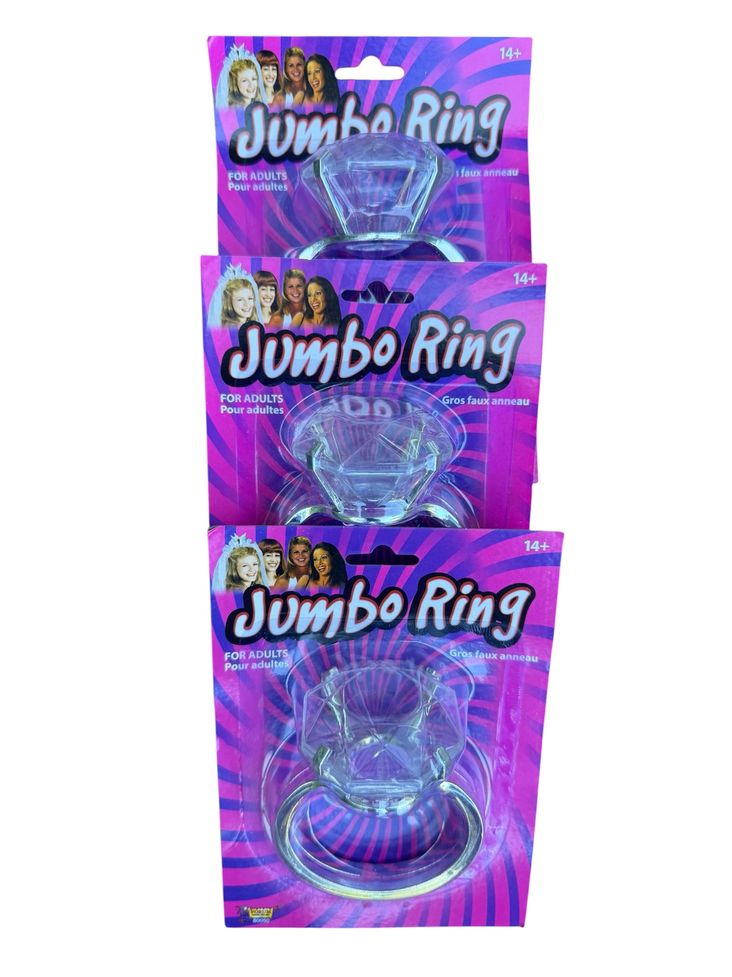 Bachelorette Party Jumbo Novelty Diamond Ring 12-Count Clip Strip