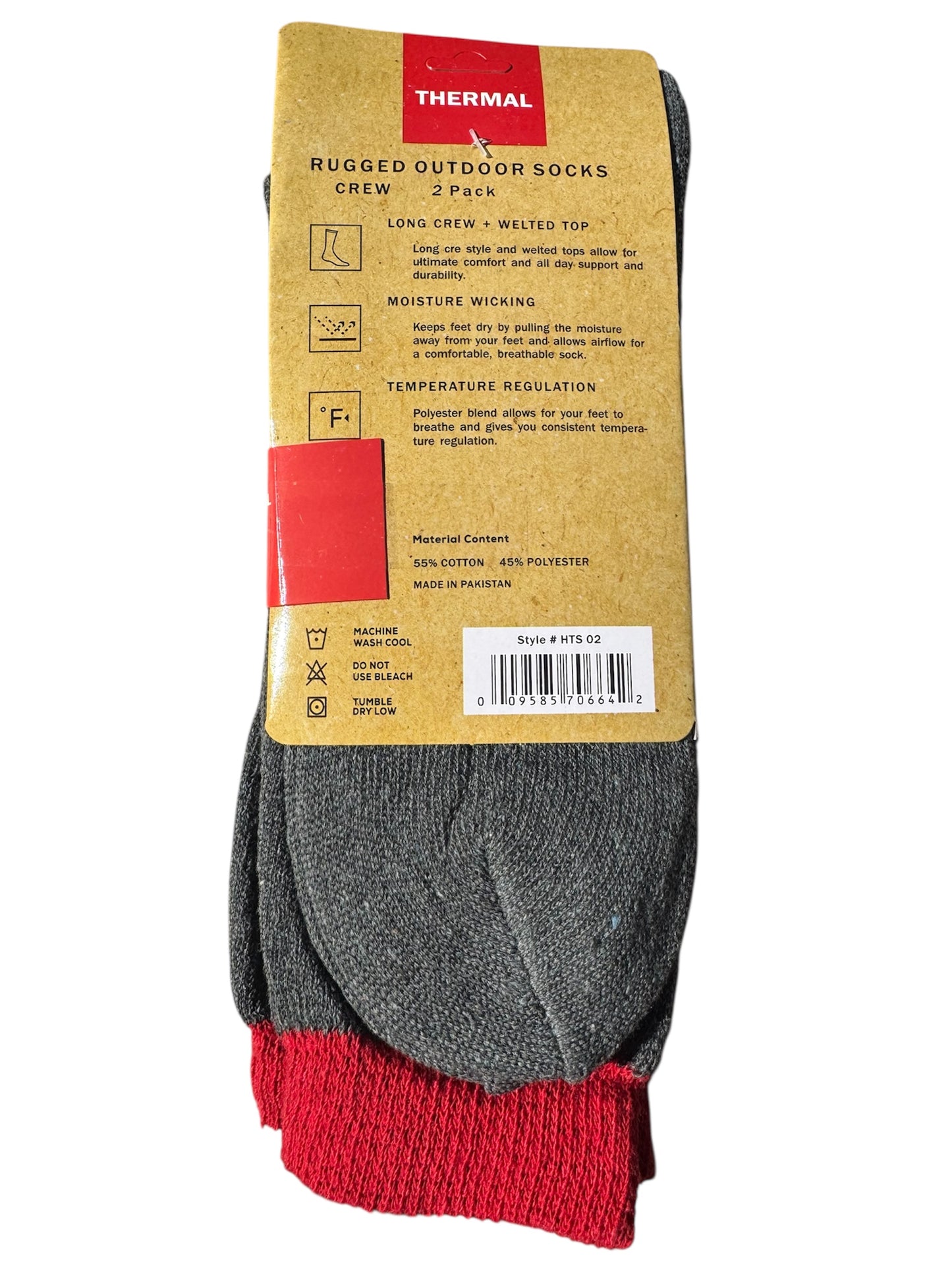 2 Pack Thermal Rugged Outdoor Socks