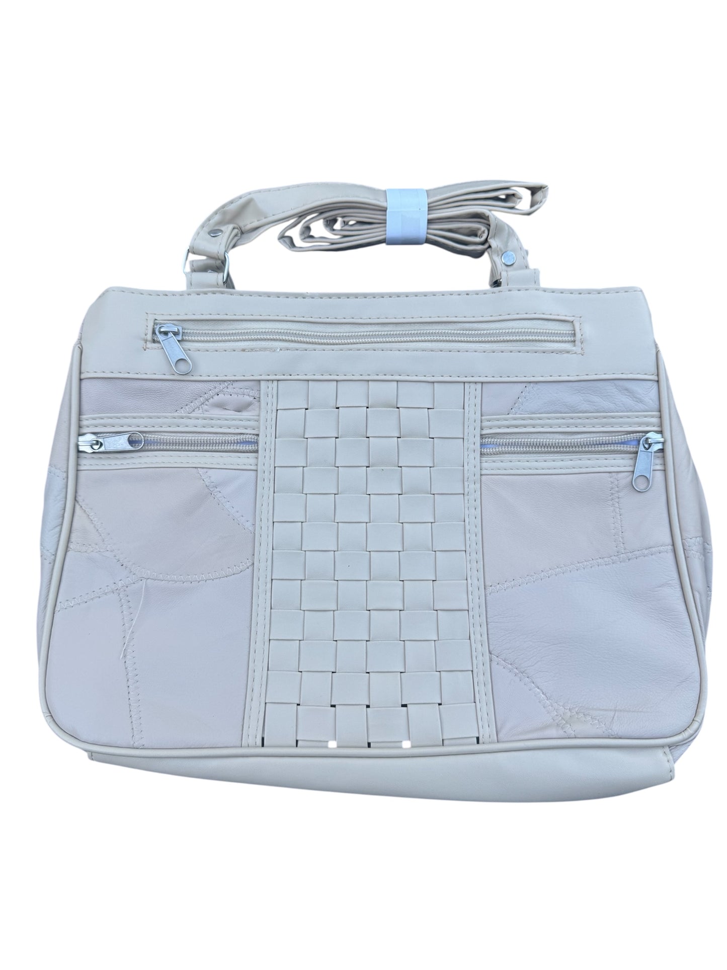 Beige Patched Leather Handbag