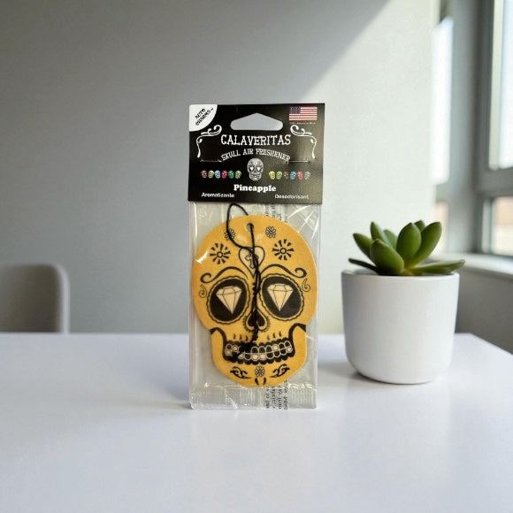 Calaveritas Sugar Skull Air Freshener in Pineapple Scent