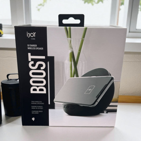 iJoy Boost Qi Wireless Charger Phone Stand and Bluetooth Speaker