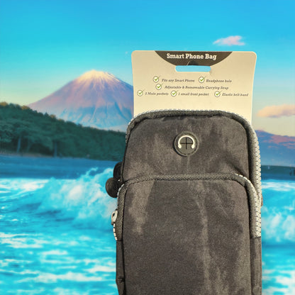 Triple-Pocket Crossbody Cell Phone Holder With Adjustable Carrying Strap