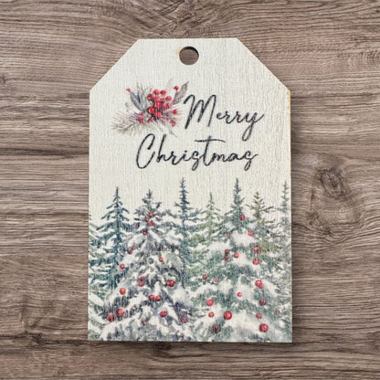 Assorted Holiday Sayings On Wood Christmas Ornaments With String Group 2