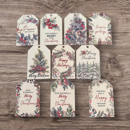 Assorted Holiday Sayings On Wood Christmas Ornaments With String Group 2