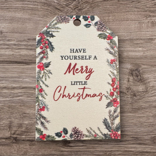 Assorted Holiday Sayings On Wood Christmas Ornaments With String Group 1