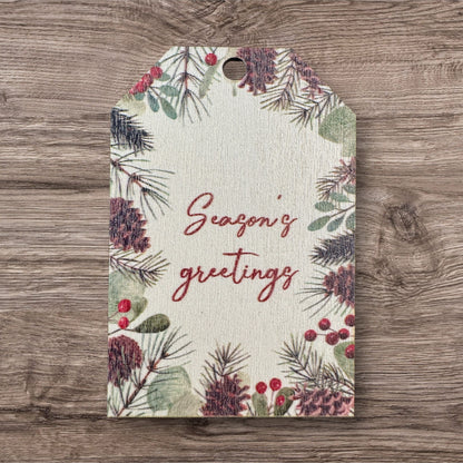 Assorted Holiday Sayings On Wood Christmas Ornaments With String Group 1