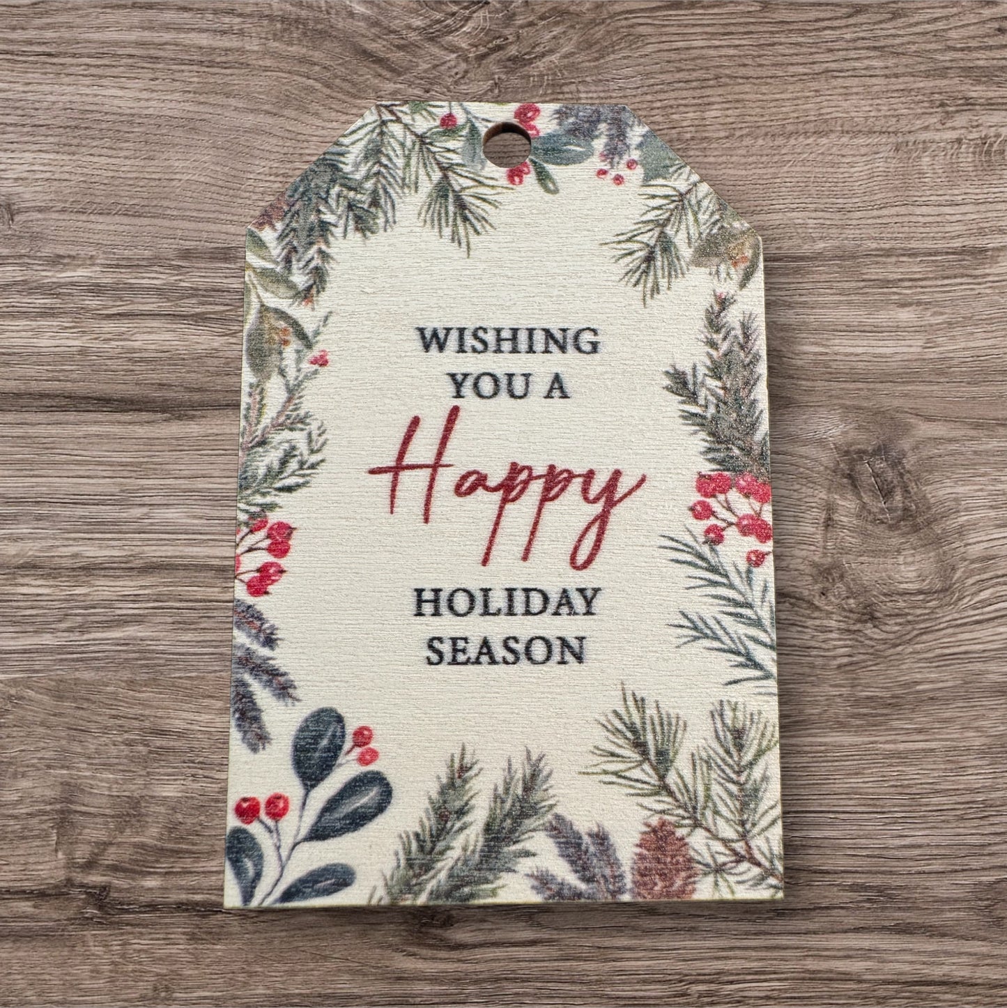 Assorted Holiday Sayings On Wood Christmas Ornaments With String Group 1