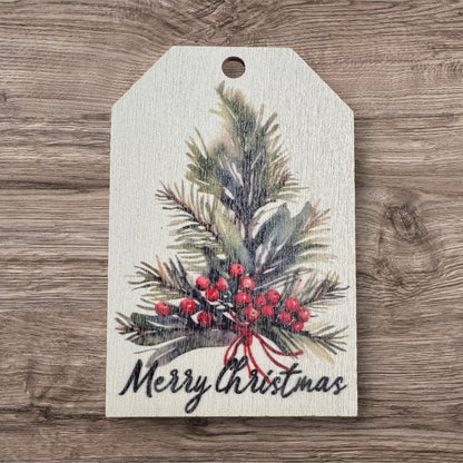 Assorted Holiday Sayings On Wood Christmas Ornaments With String Group 1