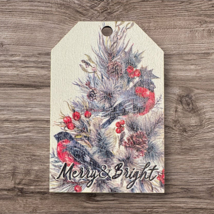 Assorted Holiday Sayings On Wood Christmas Ornaments With String Group 2