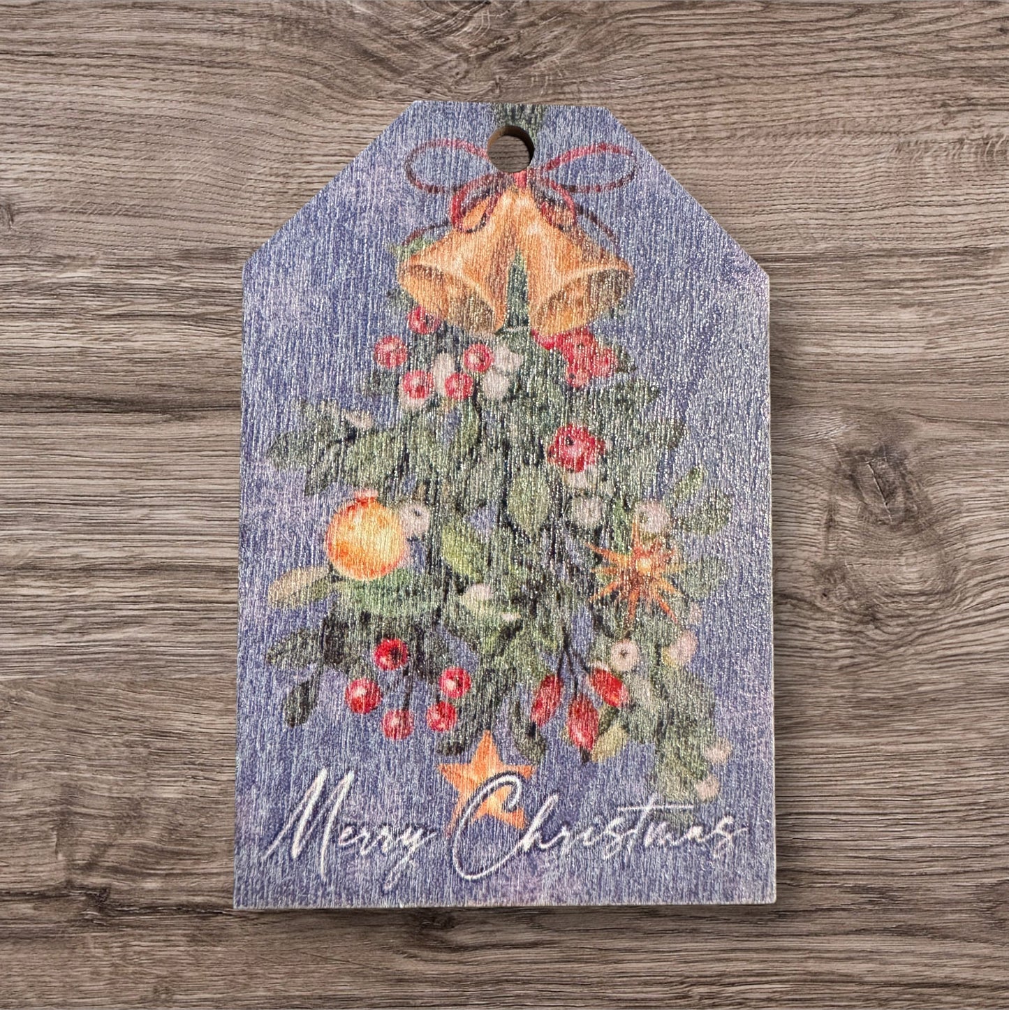 Assorted Old Fashioned Christmas Images On Wood Ornaments With String Group 1