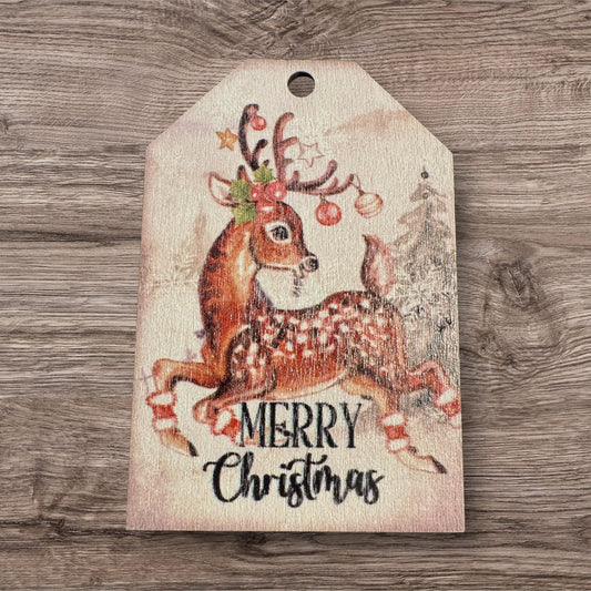 Assorted Old Fashioned Christmas Images On Wood Ornaments With String Group 2