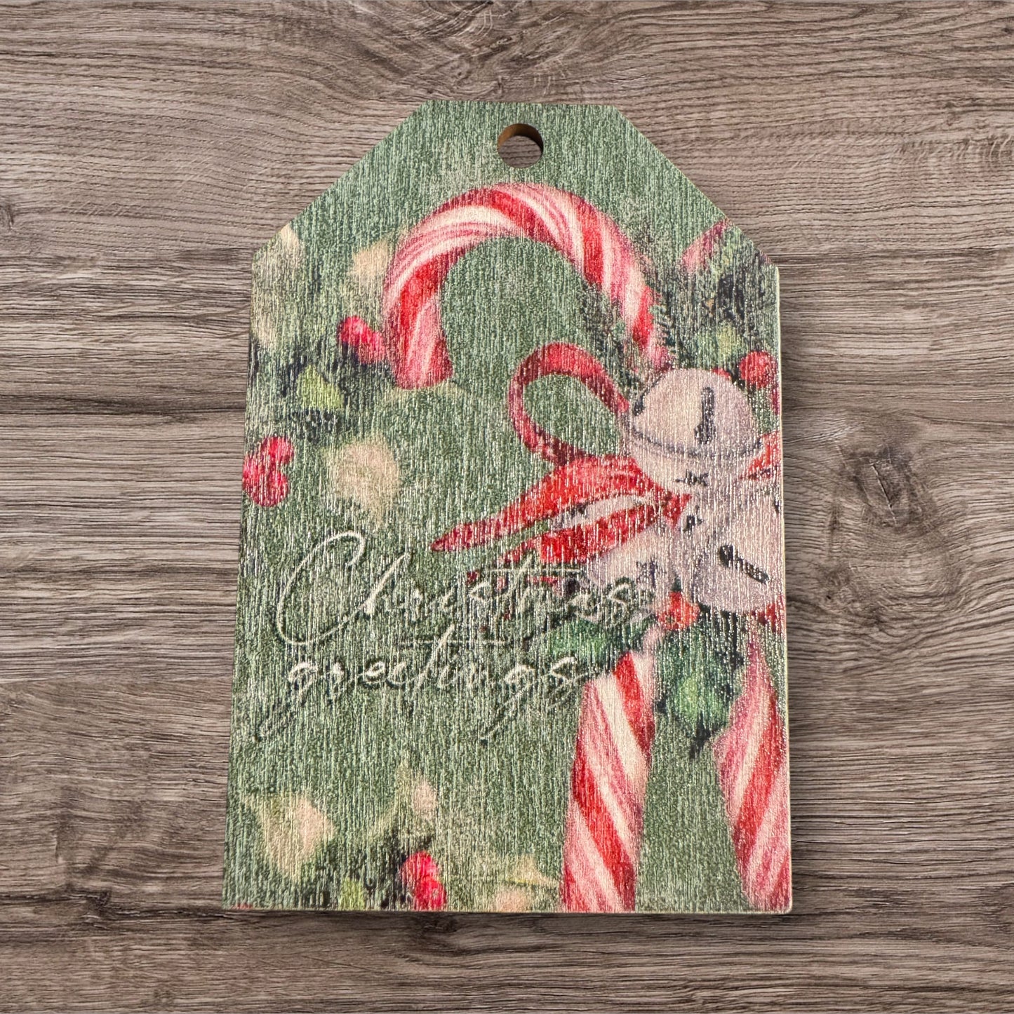 Assorted Old Fashioned Christmas Images On Wood Ornaments With String Group 2