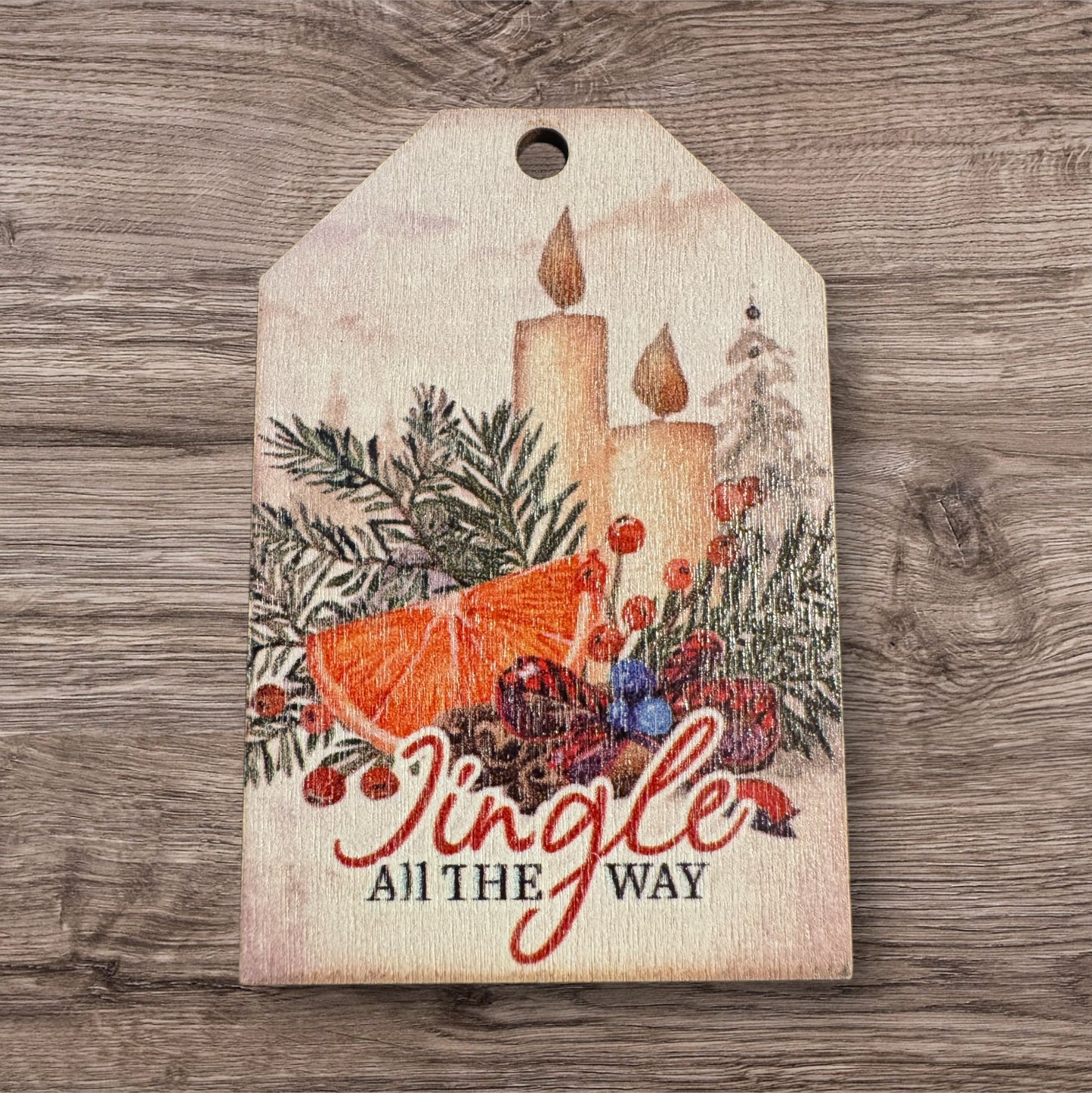 Assorted Old Fashioned Christmas Images On Wood Ornaments With String Group 2