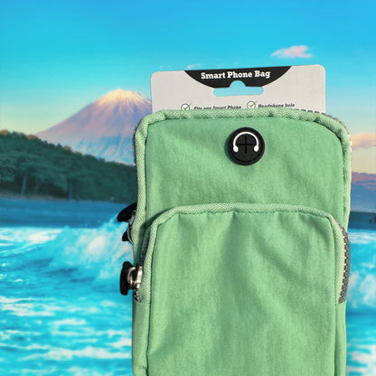 Triple-Pocket Crossbody Cell Phone Holder With Adjustable Carrying Strap