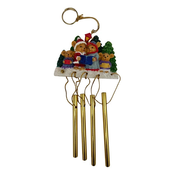 Family Of Four Bears Singing Christmas Carols 4-Tube 6" Mini Chime