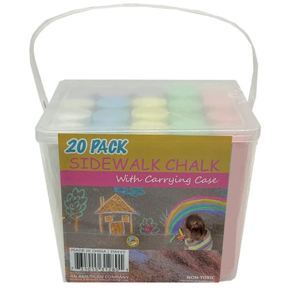 20-Piece Colorful Sidewalk Chalk With Carrying Case
