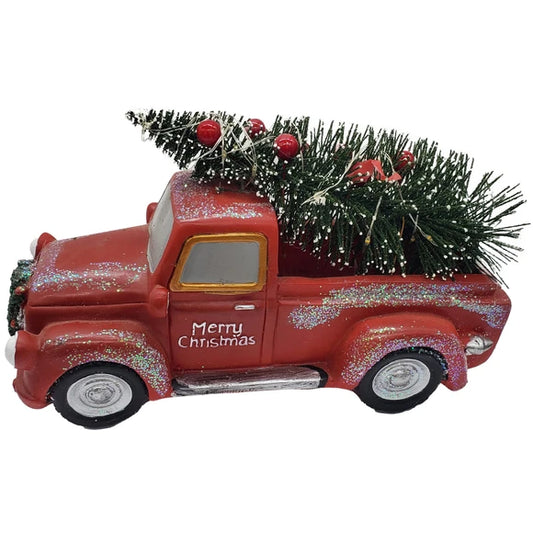 Touch of Nature 7” LED Red Truck with Christmas Tree