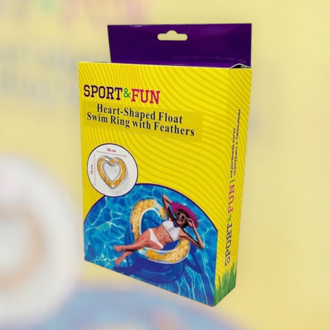 Sport & Fun Heart-Shaped Float Swim Ring With Feathers