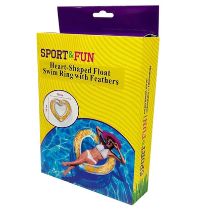 Sport & Fun Heart-Shaped Float Swim Ring With Feathers