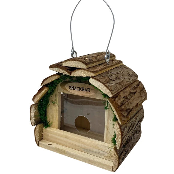 6" x 9" Log Cabin Bird Feeder With Plastic Window