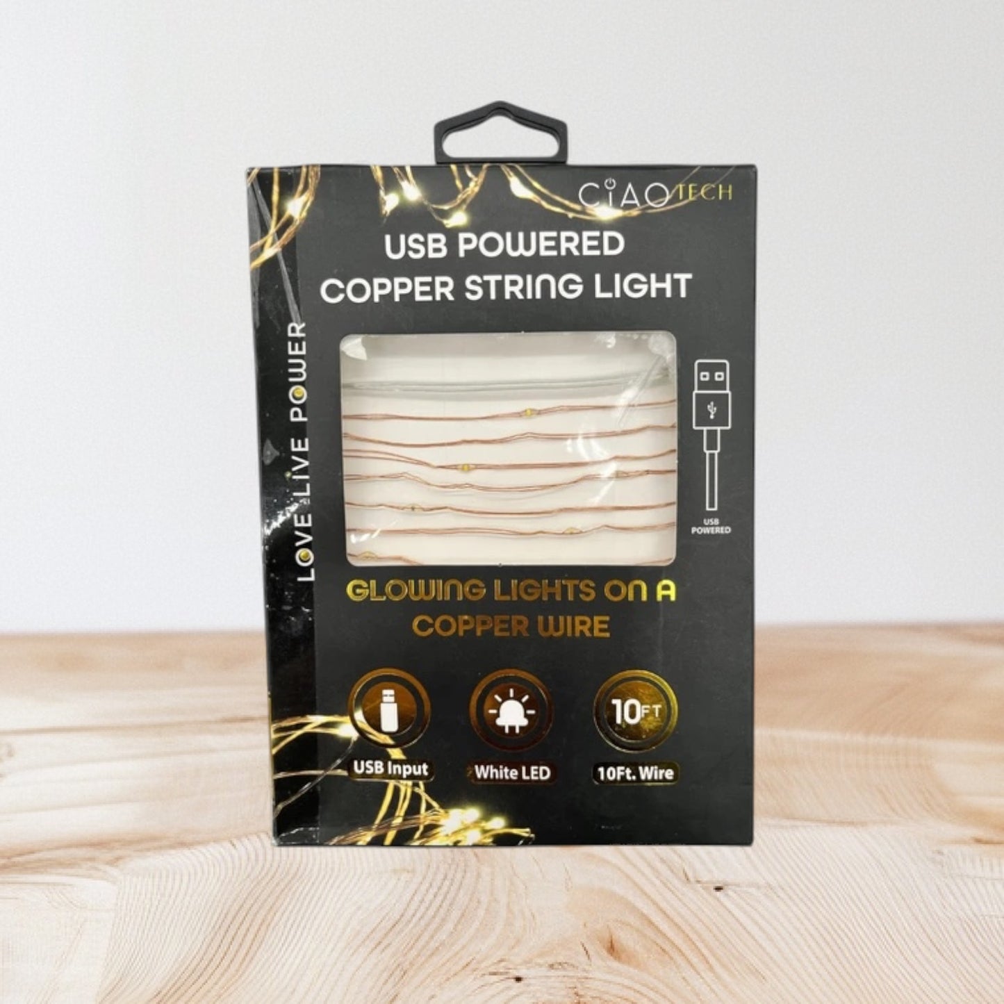 10 Foot USB Powered LED String Lights On Copper Wiring Clip Strip