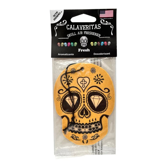 Calaveritas Sugar Skull Air Freshener in Fresh Deodorant Scent Two Colors