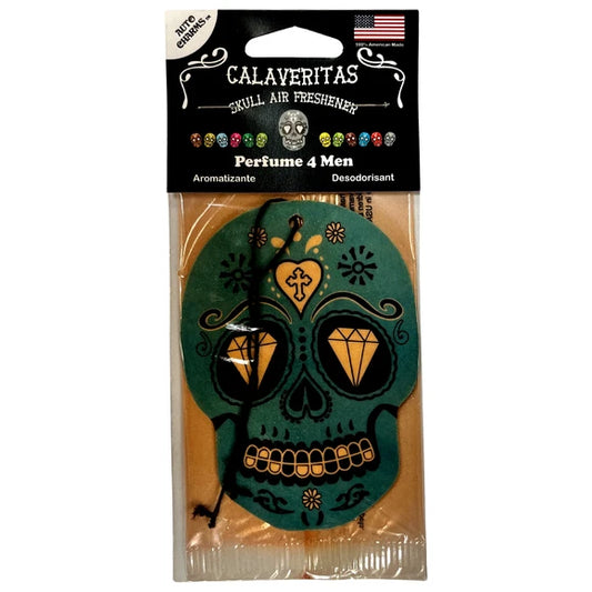 Calaveritas Sugar Skull Air Freshener in Perfume 4 Men Scent