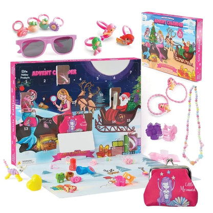 Holiday Advent Calendar with Assorted Fun Girls Themed Surprise Gifts