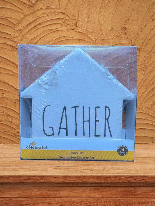 4-Piece Decorative "Gather" Coaster Set