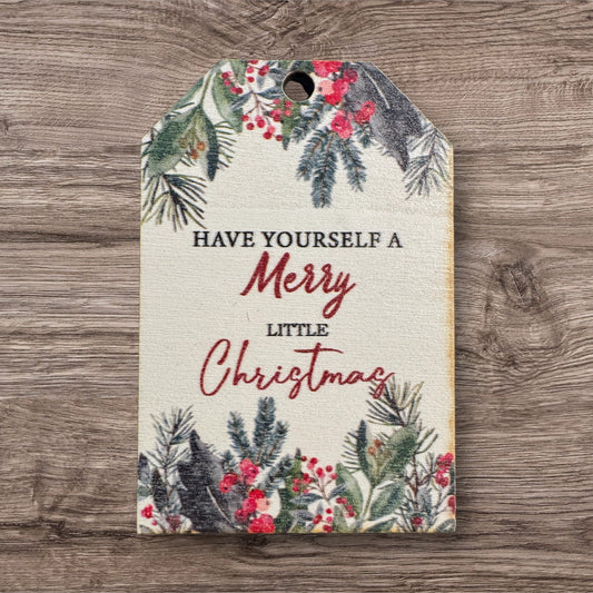 Assorted Holiday Sayings On Wood Christmas Ornaments With String Group 2